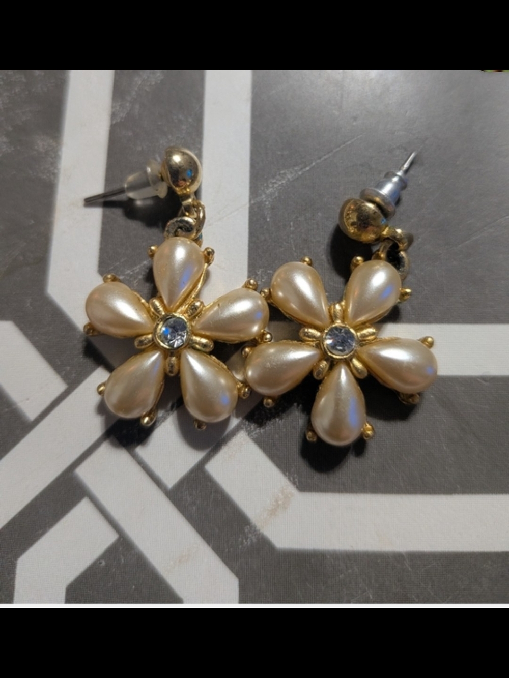 Red Dress Boutique Gold-Tone Pearl Flower Drop Earrings